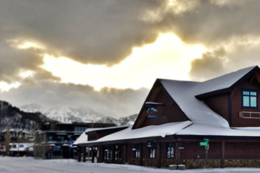 Rocky Mountain Repertory Theatre covered in fresh snow